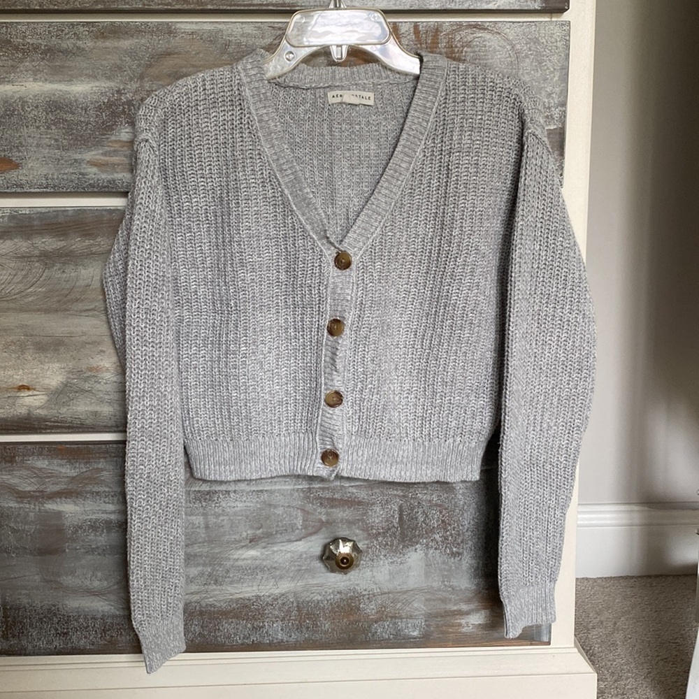 Aeropostale Cropped V-neck Button Down Cardigan